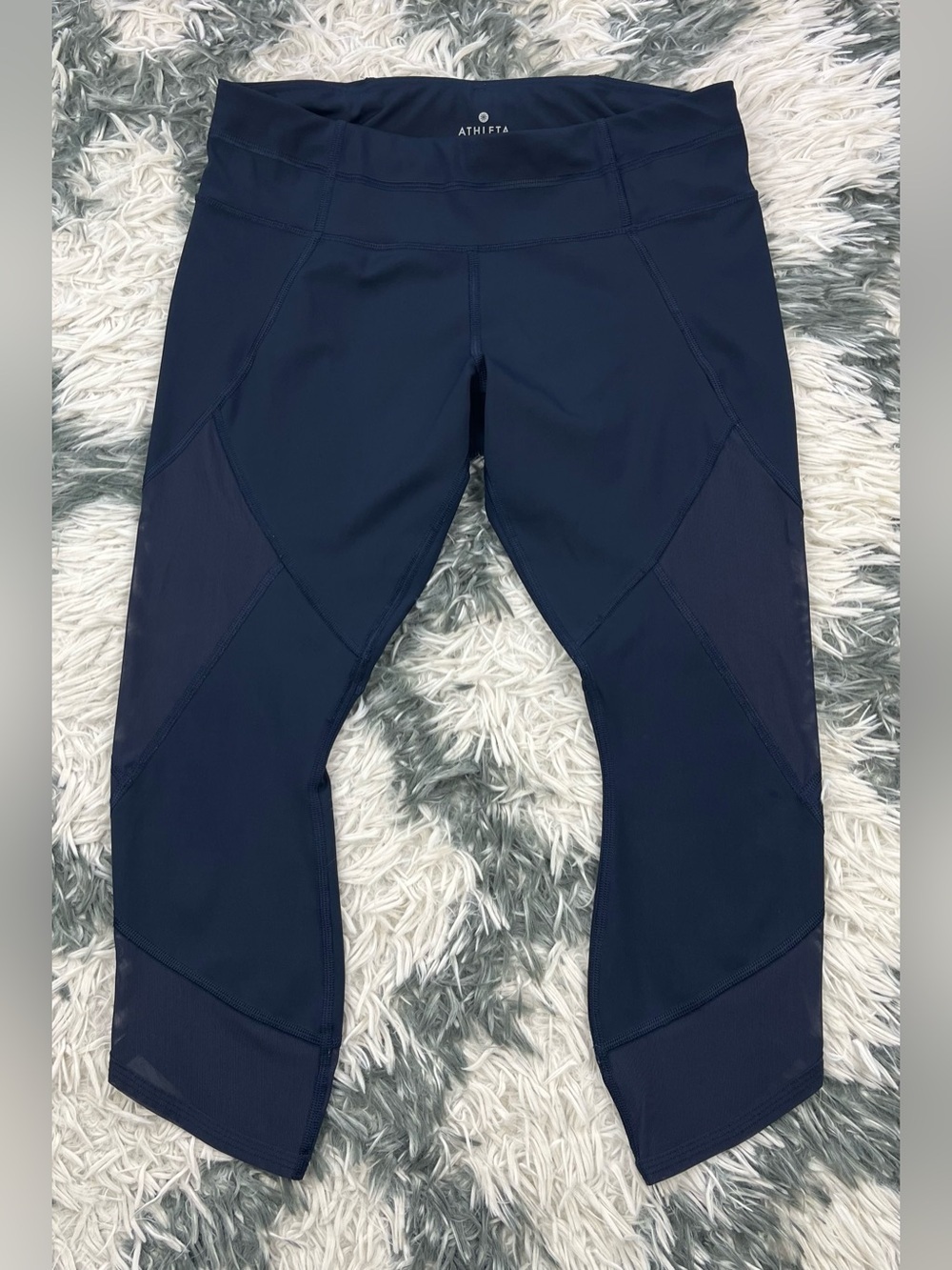 Athleta Women’s Navy Blue Sonar Mesh Crop Leggings Size MP